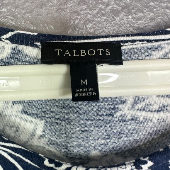 Talbot Paisley Midi Dress size Medium Blue White Pullover Stretch - Picture 3 of 5